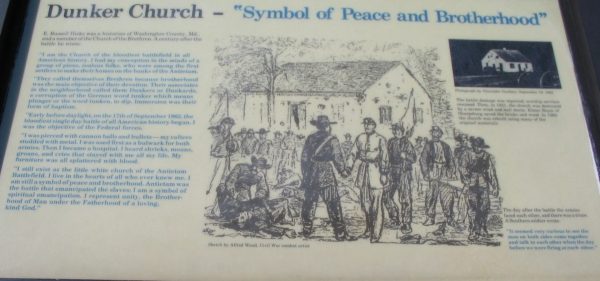 DUNKER CHURCH-“SYMBOL OF PEACE AND BROTHERHOOD” WAR MEMORIAL PANEL