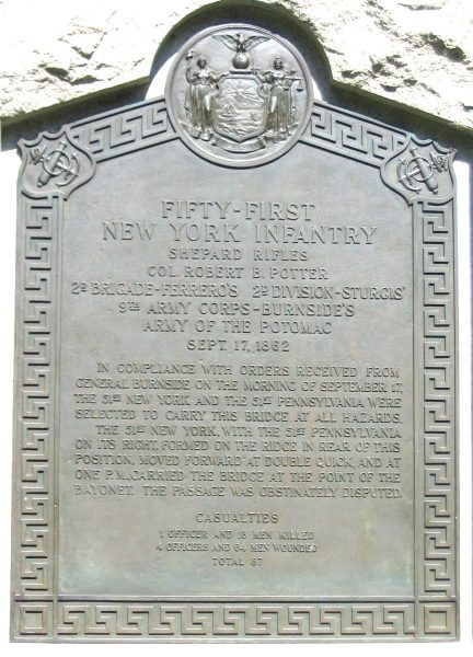 FIFTY-FIRST NEW YORK INFANTRY WAR MEMORIAL PLAQUE