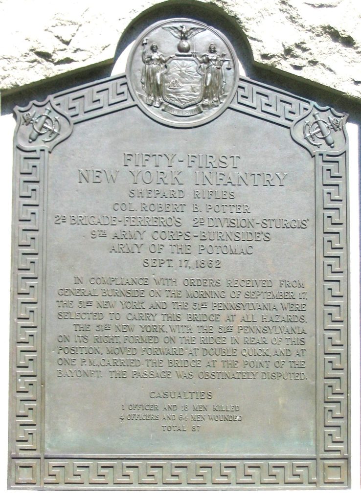 FIFTY-FIRST NEW YORK INFANTRY WAR MEMORIAL PLAQUE