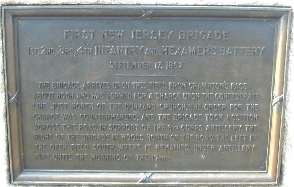 FIRST NEW JERSEY BRIGADE WAR MEMORIAL PLAQUE