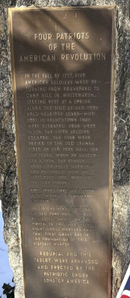 FOUR PATRIOTS OF THE AMERICAN REVOLUTION WAR MEMORIAL PLAQUE