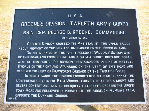 GREENE’S DIVISION, TWELFTH ARMY CORPS WAR MEMORIAL PLAQUE III