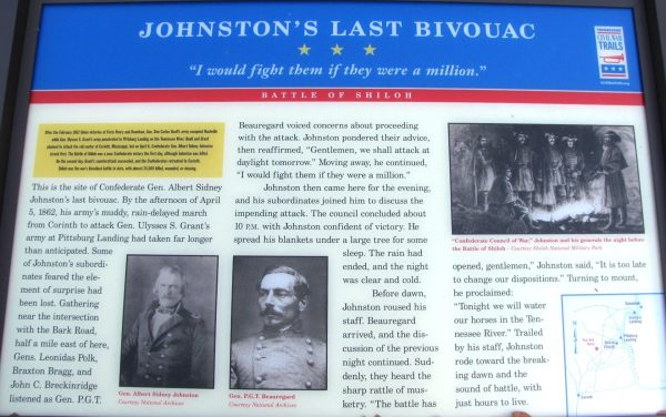 JOHNSTON’S LAST BIVOUAC WAR MEMORIAL PANEL