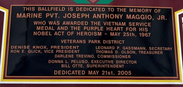 JOSEPH A . MAGGIO BASEBALL FIELD MEMORIAL PLAQUE A
