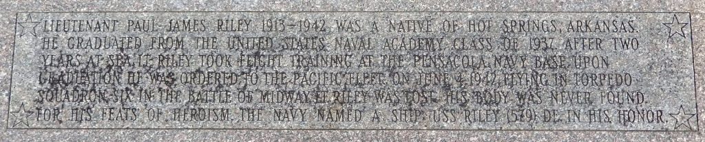 LIEUTENANT PAUL JAMES RILEY WAR MEMORIAL STONE