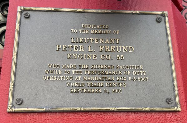 LIEUTENANT PETER L. FREUND SEPTEMBER 11, 2001 MEMORIAL PLAQUE