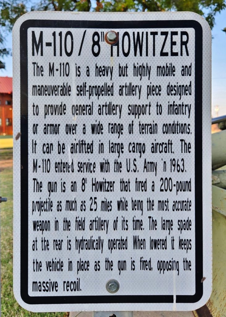 M-110/8″ HOWITZER SELF-PROPELLED MEMORIAL PLAQUE