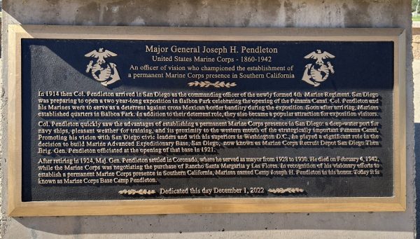 MAJOR GENERAL JOSEPH H. PENDLETON MEMORIAL PLAQUE