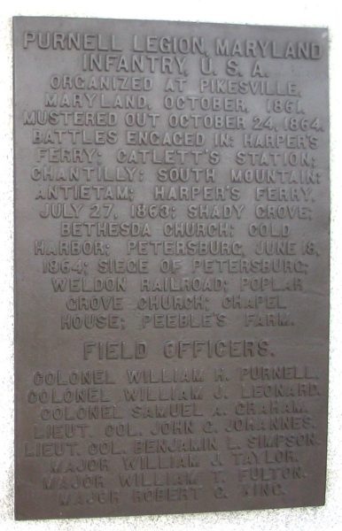 MARYLAND STATE MONUMENT AT ANTIETAM BATTLEFIELD PLAQUE A
