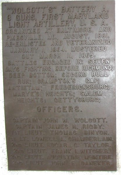 MARYLAND STATE MONUMENT AT ANTIETAM BATTLEFIELD PLAQUE B
