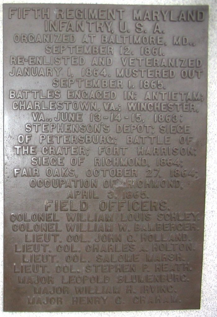 MARYLAND STATE MONUMENT AT ANTIETAM BATTLEFIELD PLAQUE C