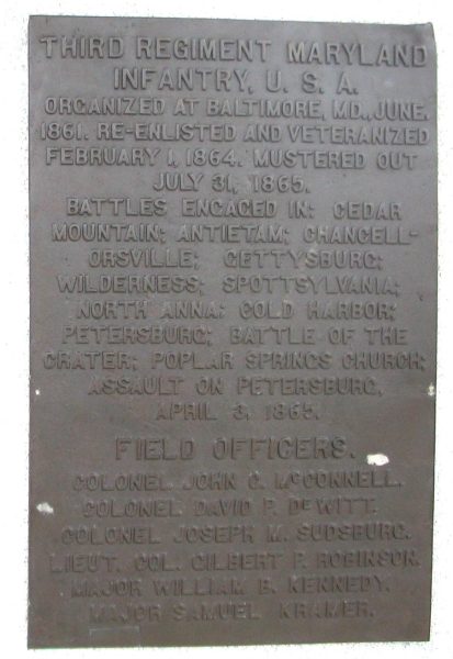 MARYLAND STATE MONUMENT AT ANTIETAM BATTLEFIELD PLAQUE D