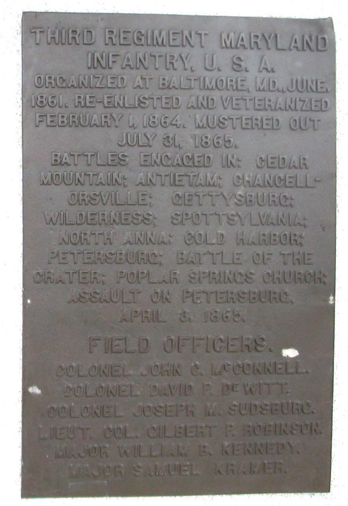 MARYLAND STATE MONUMENT AT ANTIETAM BATTLEFIELD PLAQUE D