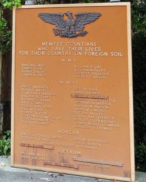 MENIFEE COUNTIANS WHO GAVE THEIR LIVES FOR THEIR COUNTRY ON FOREIGN SOIL MEMORIAL PLAQUE