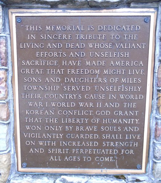 LES TOWNSHIP WAR VETERANS MEMORIAL PLAQUE