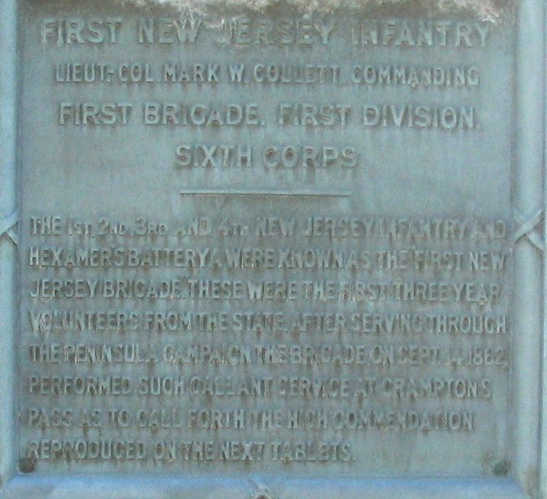 NEW JERSEY STATE BATTLE OF ANTIETAM MEMORIAL PLAQUE B