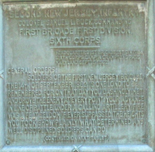 NEW JERSEY STATE BATTLE OF ANTIETAM MEMORIAL PLAQUE C