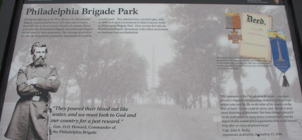 PHILADELPHIA BRIGADE PARK WAR MEMORIAL PANEL