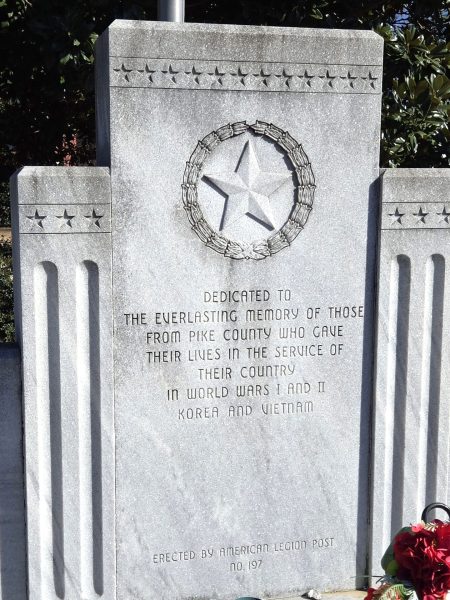 PIKE COUNTY SUPREME SACRIFICE WAR VETERANS MEMORIAL STONE A
