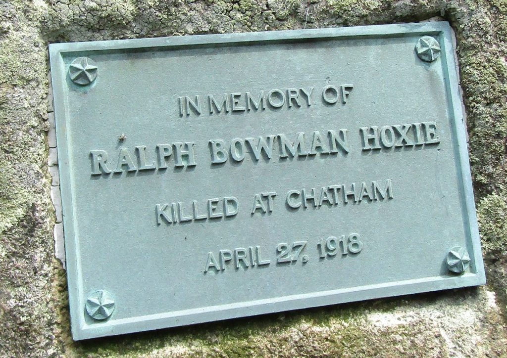 RALPH BOWMAN HOXIE WAR MEMORIAL PLAQUE