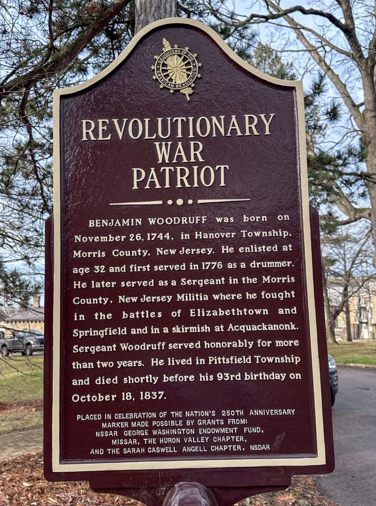 REVOLUTIONARY WAR PATRIOT BENJAMIN WOODRUFF MEMORIAL MARKER