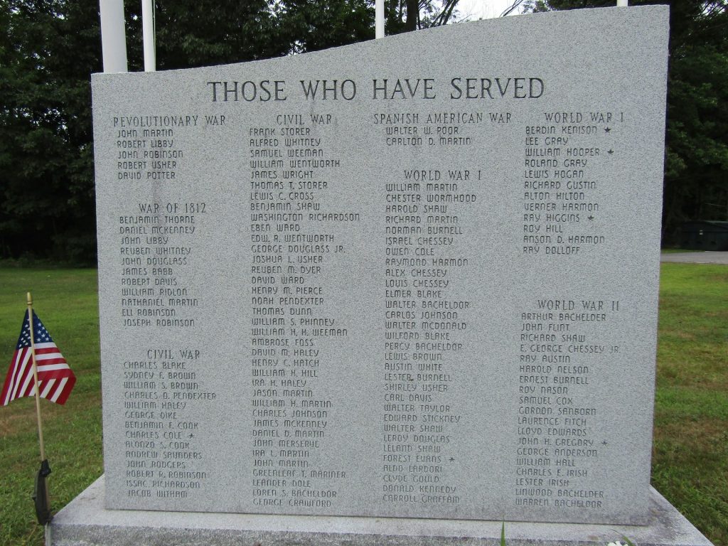 SEBAGO WAR VETERANS MEMORIAL LEFT STONE