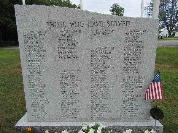 SEBAGO WAR VETERANS MEMORIAL RIGHT STONE