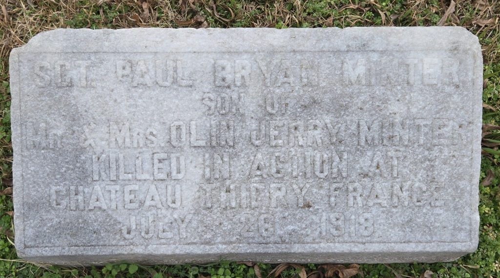 SGT. PAUL BRYANT MINTER WAR MEMORIAL STONE