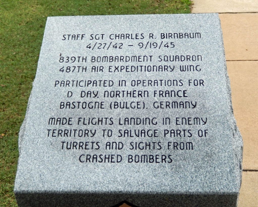 STAFF SGT CHARLES R. BIRNBAUM WAR MEMORIAL TABLET