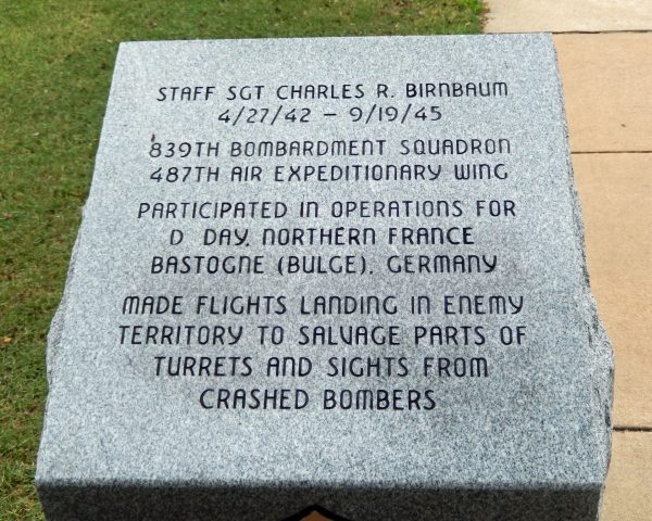 STAFF SGT CHARLES R. BIRNBAUM WAR MEMORIAL TABLET