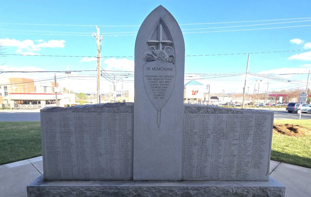 SURRY COUNTY WORLD WAR VETERANS MEMORIAL BACK