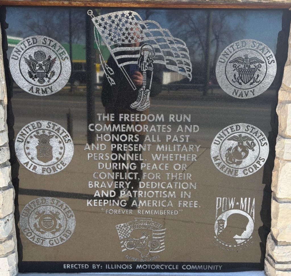 THE FREEDOM RUN ALL VETERANS MEMORIAL PLAQUE