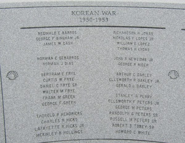 TOWN OF MASHPEE WAR VETERANS MEMORIAL STONE D