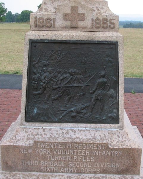 TWENTIETH REGIMENT NEW YORK VOLUNTEER INFANTRY WAR MEMORIAL PLAQUE