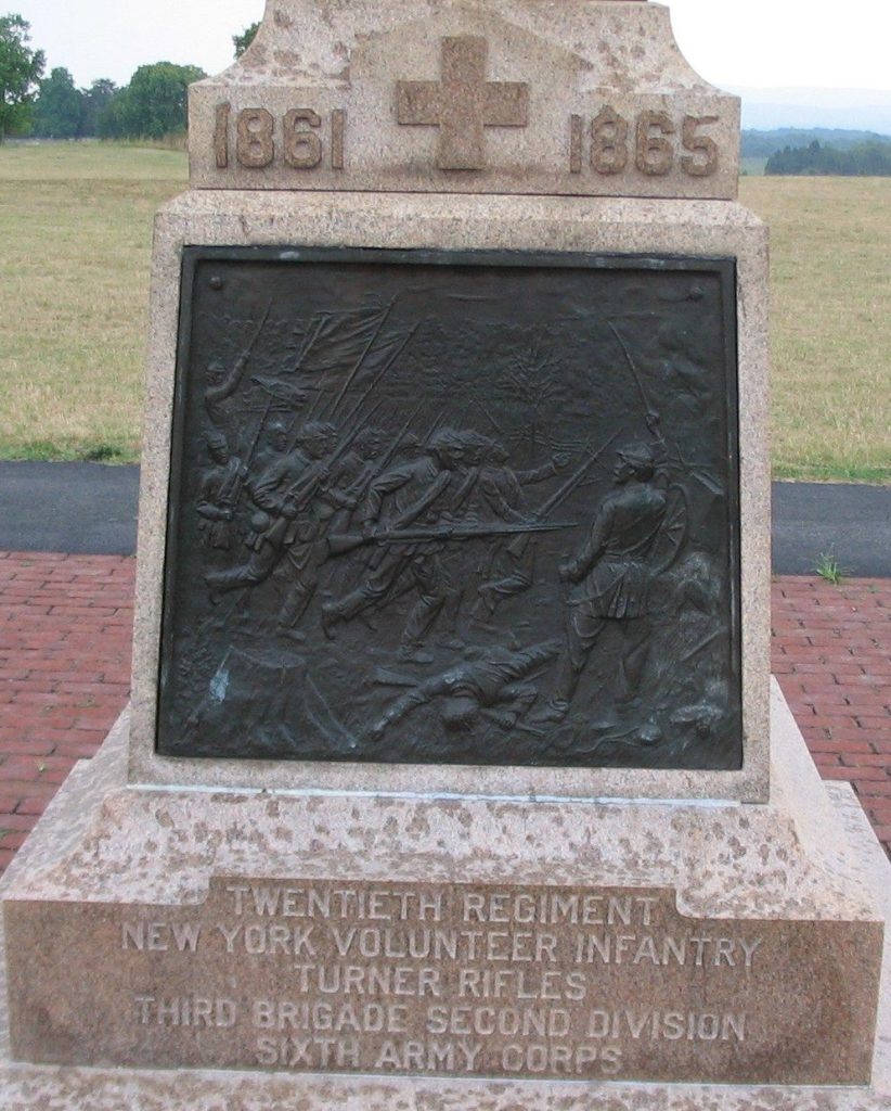TWENTIETH REGIMENT NEW YORK VOLUNTEER INFANTRY WAR MEMORIAL PLAQUE