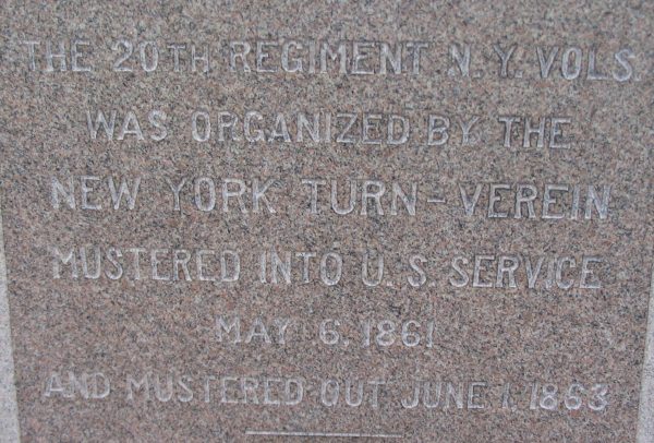 TWENTIETH REGIMENT NEW YORK VOLUNTEER INFANTRY WAR MEMORIAL STONE B