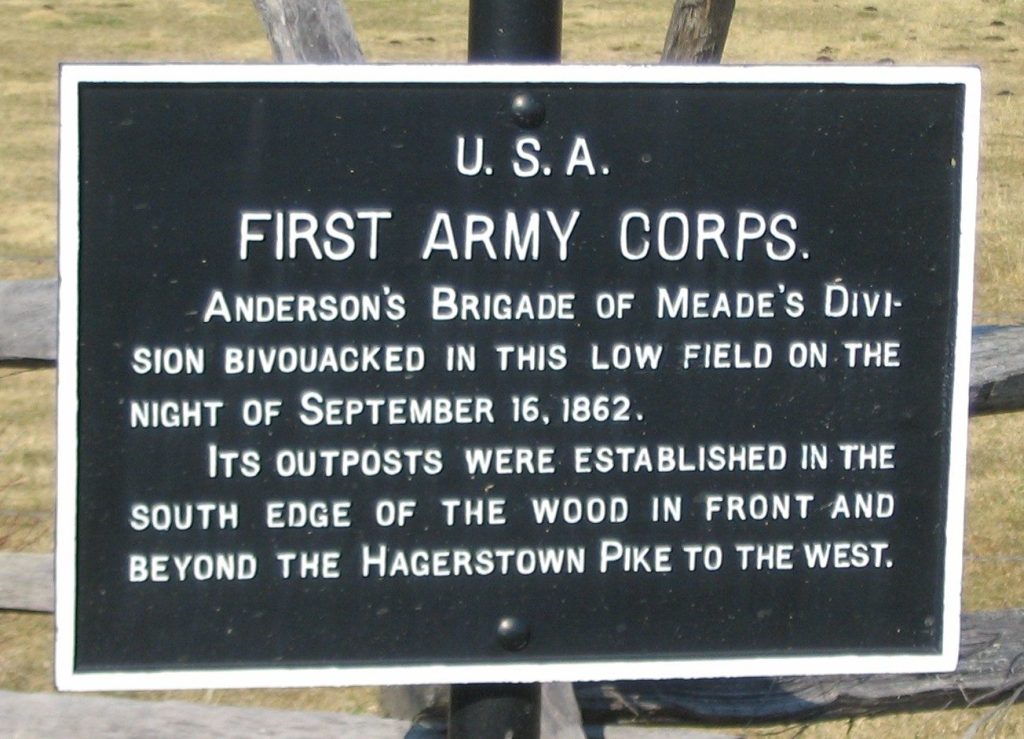U.S.A. FIRST ARMY CORPS ANDERSON’S BRIGADE WAR MEMORIAL PLAQUE