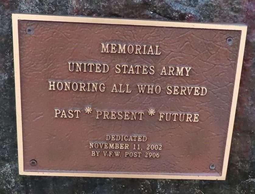 V.F.W. POST 2906 MEMORIAL UNITED STATES ARMY PLAQUE