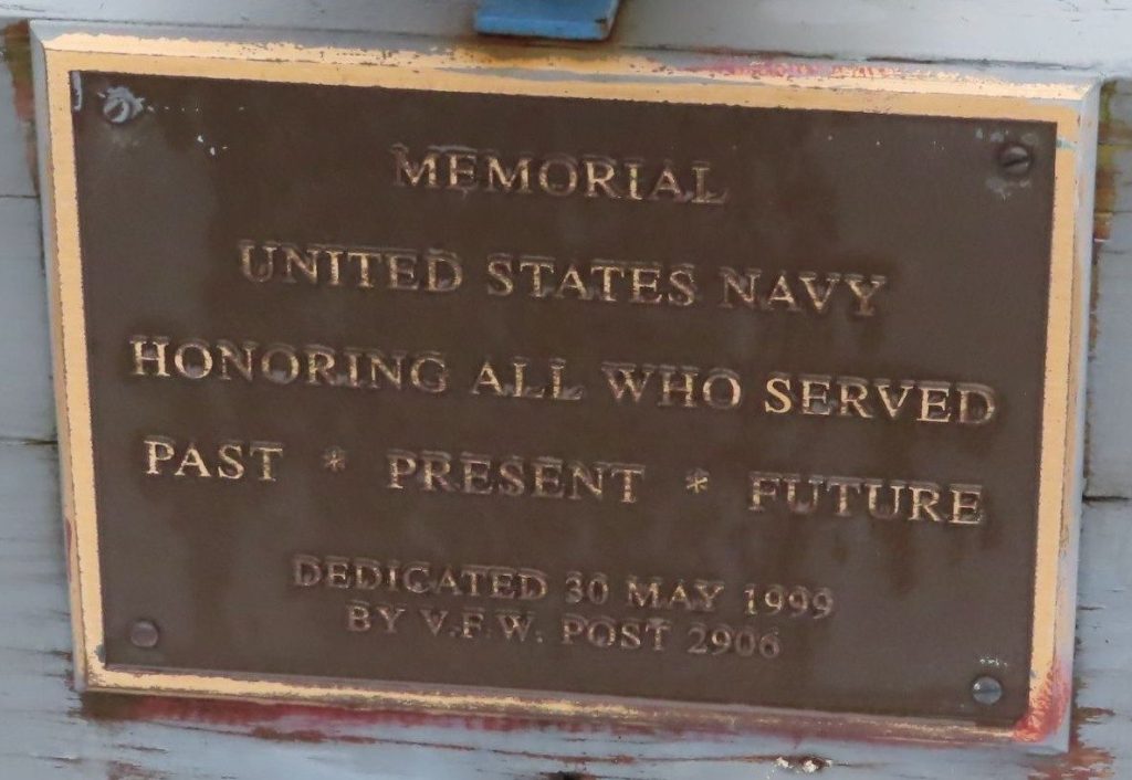 V.F.W. POST 2906 UNITED STATES NAVY ALL VETERANS MEMORIAL PLAQUE