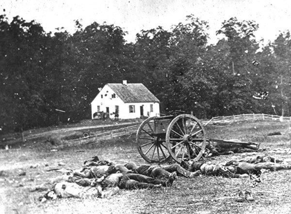 “WRECKED BATTALION AT THE DUNKER CHURCH” WAR MEMORIAL PHOTO