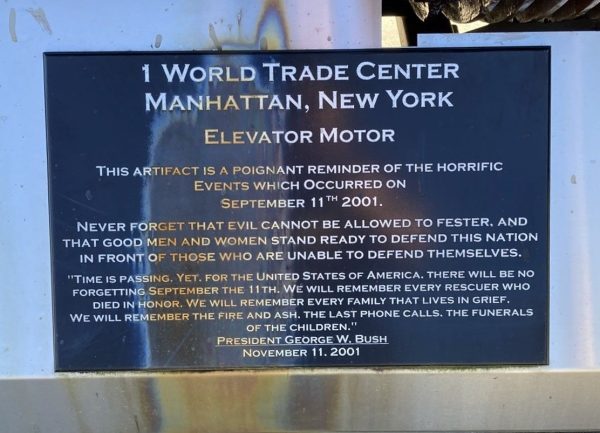 1 WORLD TRADE CENTER ELEVATOR MOTOR MEMORIAL PLAQUE