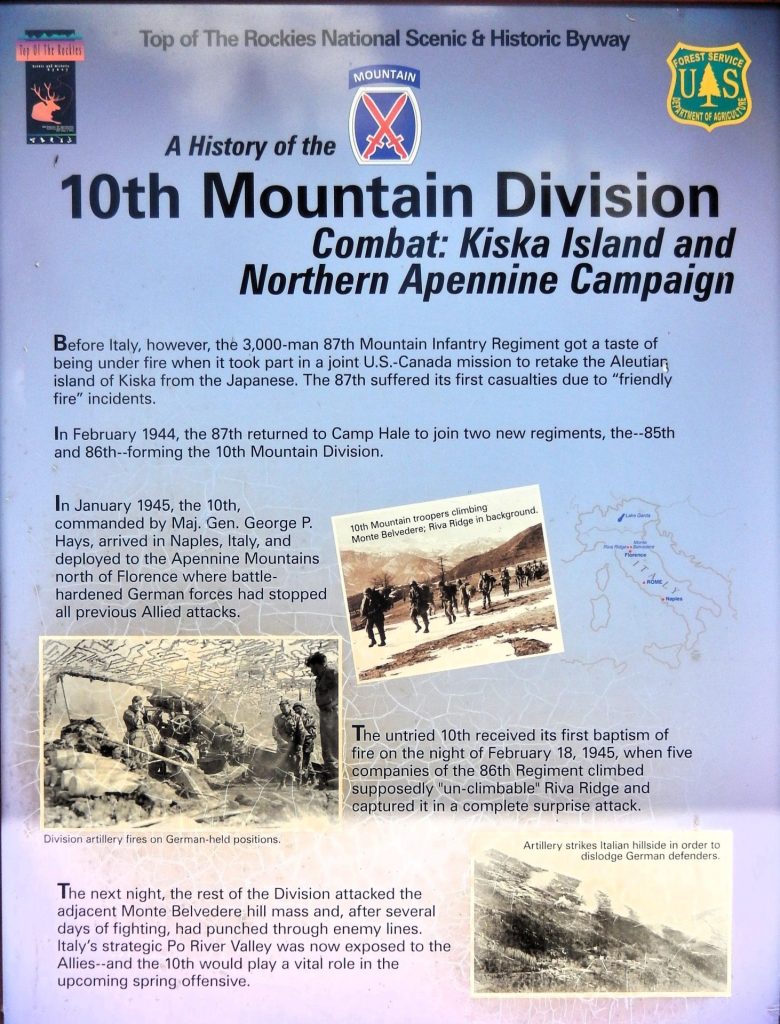 10TH MOUNTAIN DIVISION COMBAT: KISKA ISLAND WAR MEMORIAL PANEL