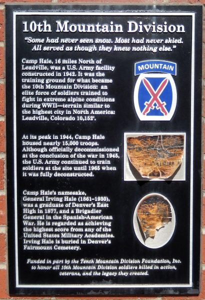 10TH MOUNTAIN DIVISION WAR MEMORIAL MURAL PLAQUE
