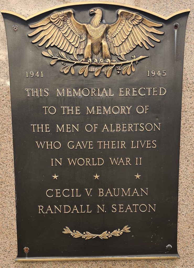 ALBERTSON WORLD WAR II VETERANS MEMORIAL PLAQUE A