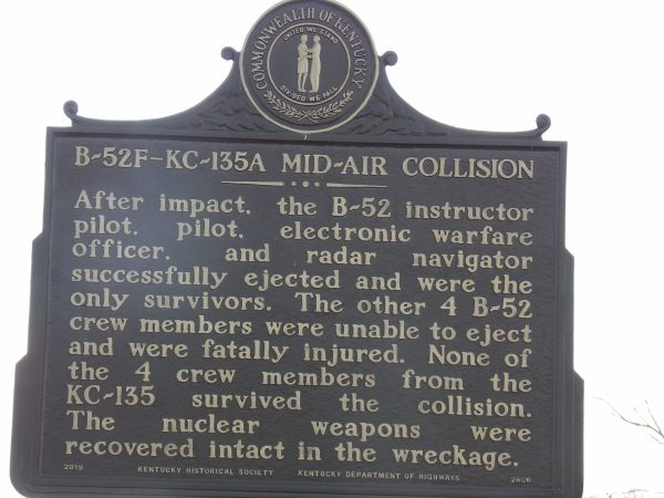 B-52F-KC-135A MID-AIR COLLISION MEMORIAL MARKER BACK