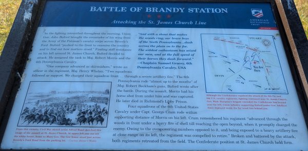 BATTLE OF BRANDY STATION ATTACKING THE ST. JAMES CHURCH LINE WAR MEMORIAL PANEL