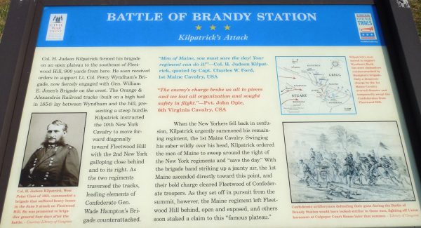BATTLE OF BRANDY STATION KILPATRICK’S ATTACK WAR MEMORIAL PANEL