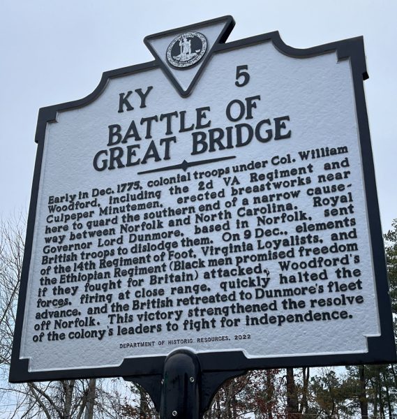 BATTLE OF GREAT BRIDGE REVOLUTIONARY WAR MEMORIAL MARKER II