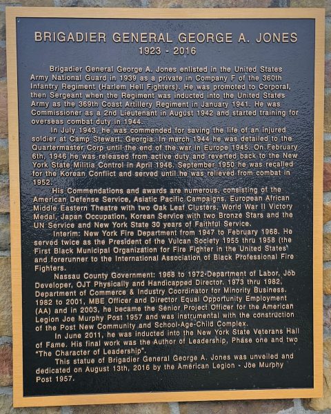 BRIGADIER GENERAL GEORGE A. JONES WAR MEMORIAL PLAQUE
