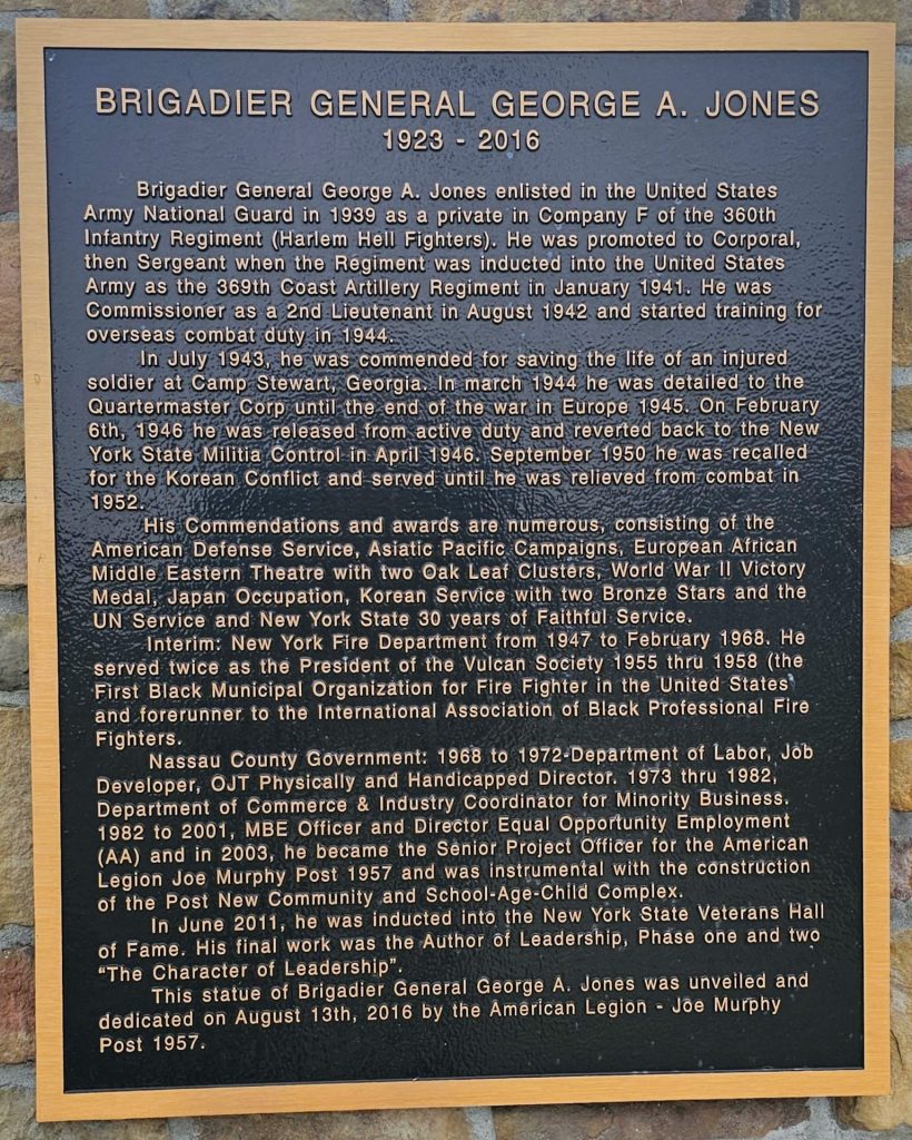 BRIGADIER GENERAL GEORGE A. JONES WAR MEMORIAL PLAQUE